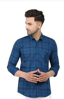 Yellow Dash Men's Cotton Check Shirt - Full Sleeves, Single Pocket, Casual & Formal Wear Price In India