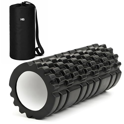 Image of Foam Roller for Exercise and Deep Tissue Massage Roller High Density Foam Roller for Exercise in Gym, Home Back Roller for Muscle Recovery Massage Roller for Stretching - 33 Cm Black