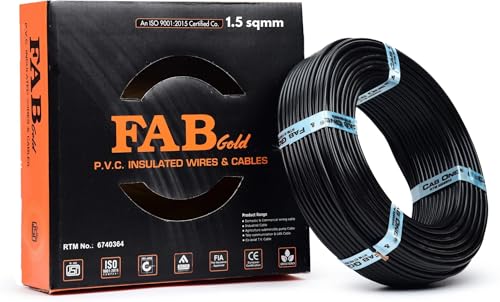 Image of 1.5 sqmm Single Core Copper Electrical Wire, 90 Meter (Black) | Heat Resistant & Flame Retardant (FR) | Lead-Free LSH House Wire for Home & Industrial Use