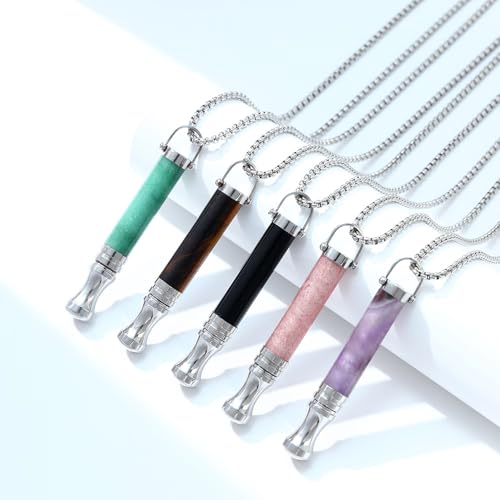 Breathing Necklace to Quit Smoking and Vaping Anxiety Relief Items Natural Calm Smokeless Inhaler Stop Smoking Aids Vaporless Inhaler Quit Smoking Fum Vaporless Inhaler for Natural Calm Stress Relief (Black Stone)2