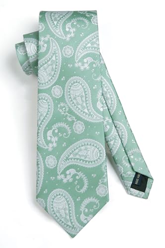 Image of HISDERN Ties for Men Paisley Floral Tie Handkerchief Classic Woven Business Formal Necktie and Pocket Square Set Wedding