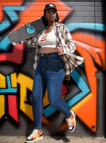 Plus Size Casual Work High-Rise Skinny Jeans3