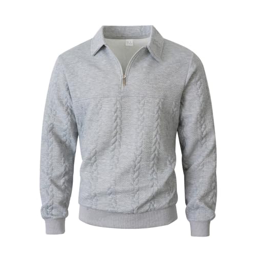 Sweat homme col camion demi-zip en maille torsadée