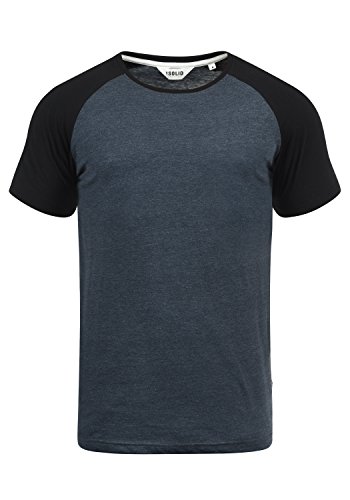 !Solid Bastian Camiseta Básica De Manga Corta T-Shirt para Hombre con Cuello Redondo, tamaño:L, Color:Insignia Blue Black Melange (B8991)