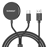 aceyoon [2 in 1] Fast Charging Cable for Samsung Galaxy Smartwatch and Smartphone, Wireless Magnetic Dock w/USB C Cable 2 in 1, Portable Charger Cable Compatible with Samsung/Android, 5ft Nylon Braid
