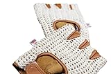PRIME SPORTS Real Soft Leather Crochet Fingerless Driving Weight Training Cycling Wheelchair Gloves W-049 (Large)