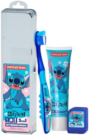 Kit Infantil STITCH - escova de dente infantil + Fio Dental e Gel...