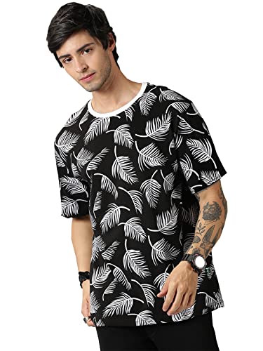 Image of RodZen Men's Cotton Round Neck Half Sleeve Oversized Printed T-Shirt