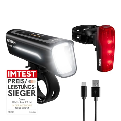Osram LEDsBIKE® Race 100 Set - Fahrradbeleuchtungsset - ideal für Bergfahrer