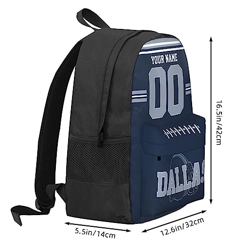Custom Dallas Backpack for Men Women, Personalized Backpacks with Name and Number, Customize Casual Backpack Gifts for Fans2