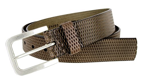 LeJon Diamond Patterned Genuine Italian Saddle Leather Casual Belt 1-3/8" (35mm) Wide3
