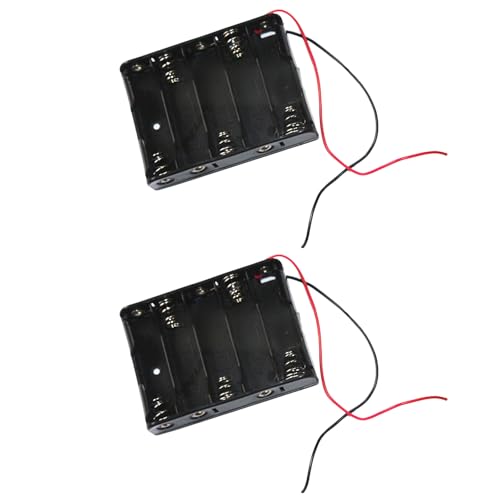 Cajas de batería con plomo negro y rojo 1, 2, 3, 4 ranuras (2 unidades de 5 ranuras)