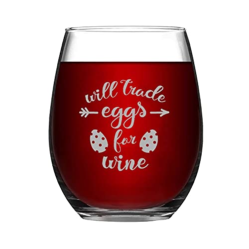 Easter wine Glasses Will Crade Eggs for Wine Funny Stemless Wine Glass Laser Engraved...