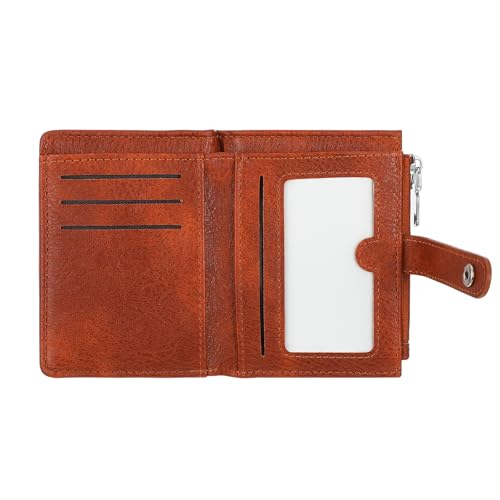 Slim RFID Blocking Leather Wallet for Women - Bifold Credit Card Holder with Zipper Coin Pocket & ID Window, Compact Travel Purse for Ladies, Multi-Card Organizer Clutch