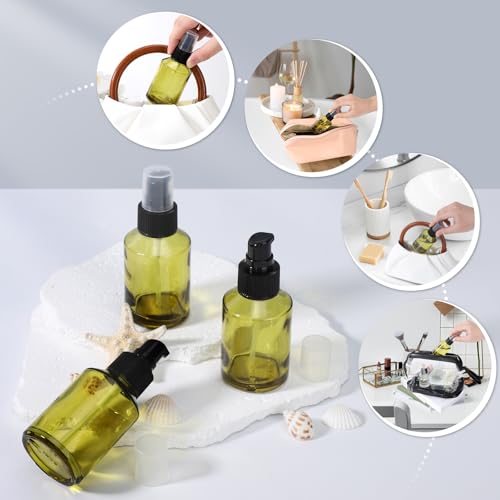 Image of Segbeauty 3pack 2oz Empty Refillable Glass Creams Lotions Bottles, 60ml Travel Glass Pump Bottle lotion Container Foundation Bottle for Travel, Leak Proof Containers for Oils