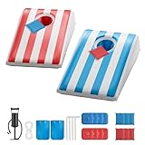 QPAU Aufblasbares Cornhole-Set für Pool oder Land, Tragbare Cornhole-Boards mit 8 Bean Bags & 8 Wasser Bags, Leichtes Outdoor-Spiel Wurfbrett für Erwachsene und Familie (3 x 2 ft)