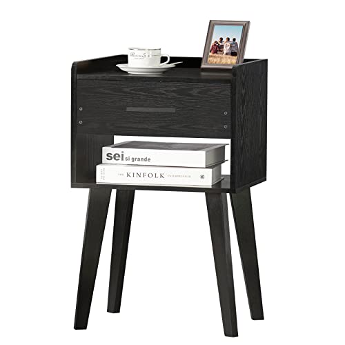 Lerliuo Black Nightstand, Modern Bedside Table With Drawer, Wood End Table For Small Space, Side Table With Storage, Night Stand For Bedroom/Living Room/Dorm 26.38''H #TOP8
