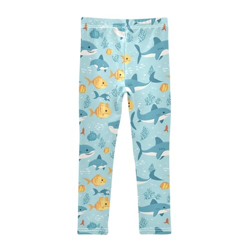 Wusikd Sea Marine Life Girls' Leggings Toddler Doodles Cartoon Kids Yoga Pants Dance Active Tights 4T2