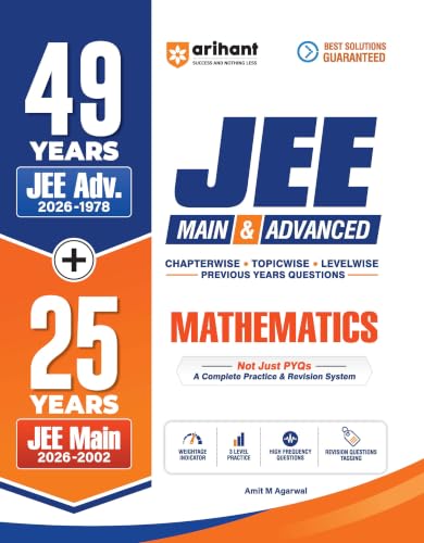 Image of Arihant 49 Years JEE Advanced (1978-2026) & 25 Years JEE Main (2002-2026) Mathematics PYQ Book | Chapterwise, Topicwise & Levelwise Previous Year Questions | 3-Level Practice, High Frequency Questions