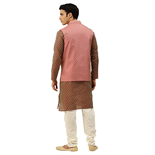 Image of SOJANYA (Since 1958, Men's Silk Blend Grey Kurta Pyjama & Silk Blend Jacket Combo