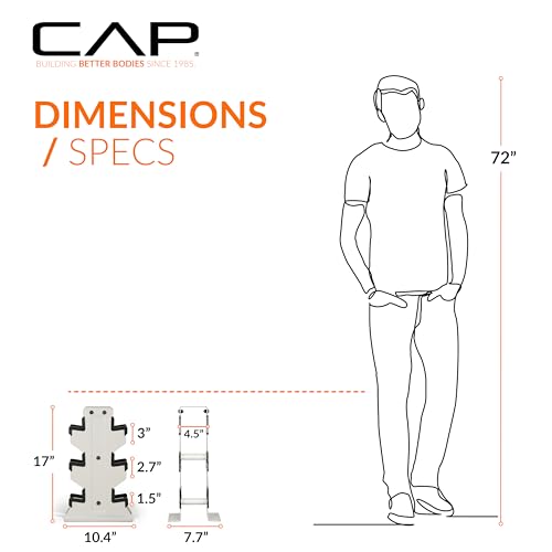 CAP Dumbbell Rack for Home Gym – Compact 100lb Vertical Weight Rack Stand, Holds Multiple Pairs, Heavy-Duty Steel with Non-Slip Base | Light Gray by CAP - Used condition - Image 4
