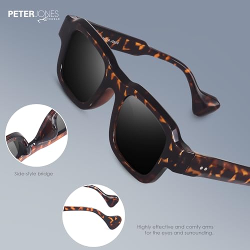 Image of Peter Jones Lenses Unisex Broad Frame Square UV /UB Protected Non-Polarized Sunglasses Medium (3809)