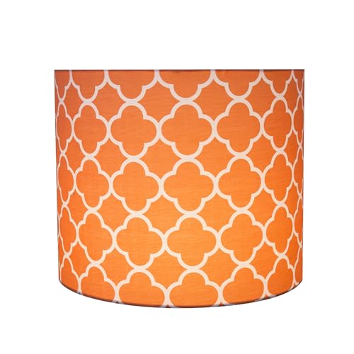 Image of Aspen Creative 31096 Transitional Drum (Cylinder) Shaped Spider Construction Lamp Shade in Orange, 12 inch Wide (12 inch x 12 inch x 10 inch)