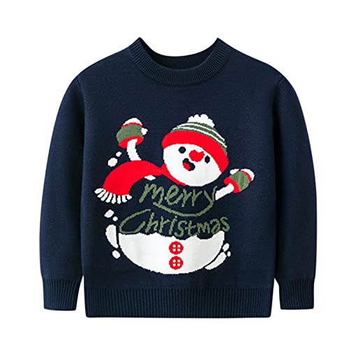 Toddler Girl Boy Christmas Sweater Baby Snowman Crewneck Long Sleeve Pullover Blouse Kids Xmas Autumn Winter