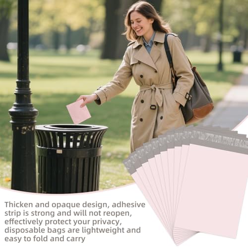Image of 100Pcs Light Pink Sanitary Napkin Disposal Bags, Feminine Self-Sealing Hygiene Disposal Bags for Tampons, Pads and Liners, Personal Care Sanitary Bag for Women Privacy Handling