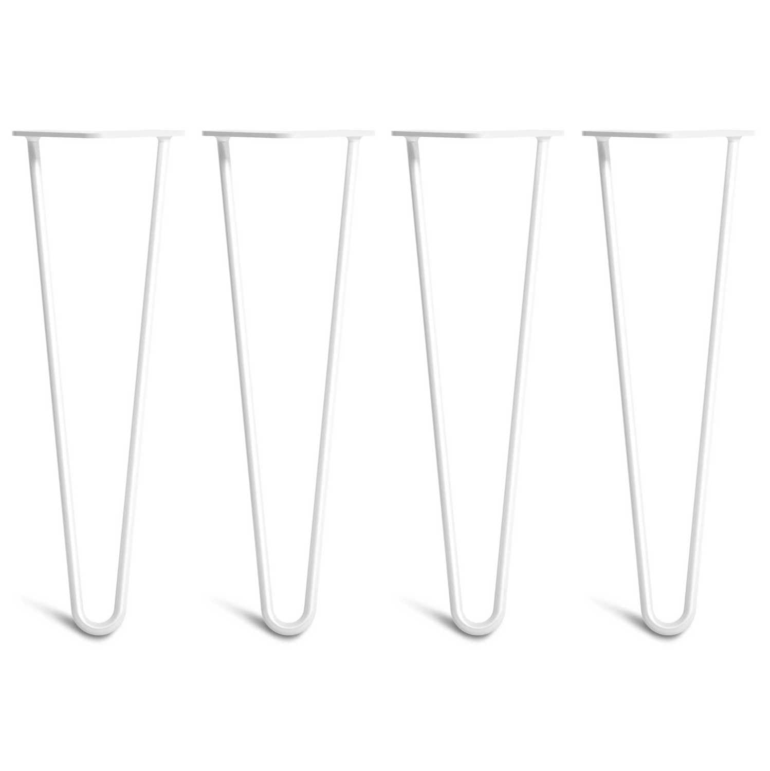 [HLC] 4 x Hairpin Table Legs – Superior Double Weld Steel Construction With Screws, Build Guide & Protector Feet Worth £8 Included! – 10mm Steel [16"/40cm,White] — image 1