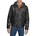 Levi's Men's Levs Faux Leather Two Pocket Trucker Hoody with Sherpa Lining, Black, Small