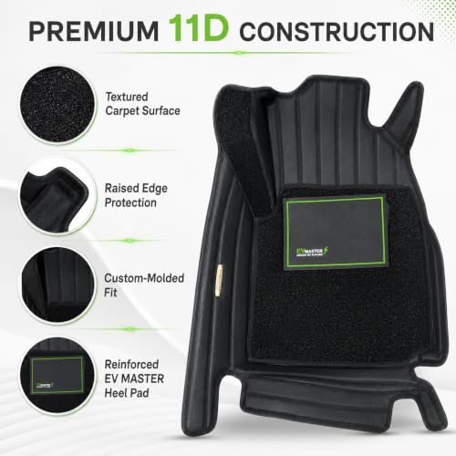 Image of EV MASTER 11D Car Floor Mats for MG Windsor EV Hybrid (2026 Onwards) Complete Set | Anti Slip Full Coverage Premium Luxury Mats | Washable Waterproof All Weather Car Floor Mats