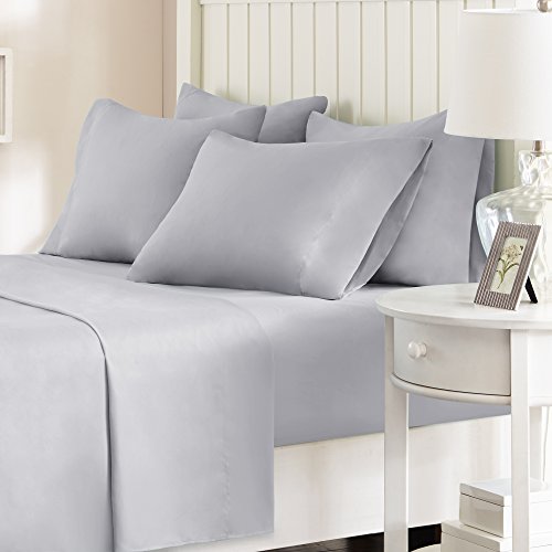 Comfort Spaces CS20-0121 Ultra Soft Hypoallergenic Microfiber 6 Piece Set, Wrinkle Fade Resistant Sheets with Pillow Cases Bedding, Queen, Light Gray by Comfort Spaces - Used condition - US$14.06
