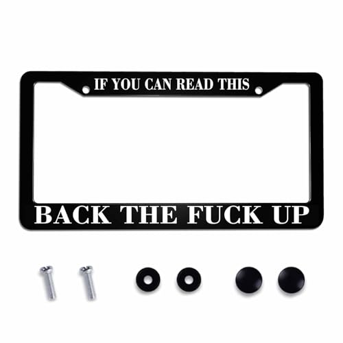 Amcove License Plate Frame If You Can Read This Back The Fuck Up Stainless Steel License Plate Frame with 2 Holes & Free Screws 12.2 x 6.3 Inches