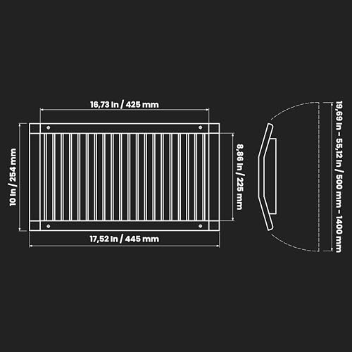 Repa Market 17" x 9" Inch Air Exhaust Grille for Round Ducts - Adjustable Louvre Blades - Galvanized Air Supply Vent Cover - Side Fit Round Surface Canal Ducting from 19.68" to 55" Inches by Repa Market - Image 2
