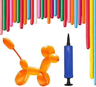 Modelling Balloon Kit, Long Twist Balloons for Creative Fun, Includes Pump, Create Animals, Hats, Swords. Perfect for Kids Birthday Parties, Weddings, Clown Decoration Assorted Colours 30pcs