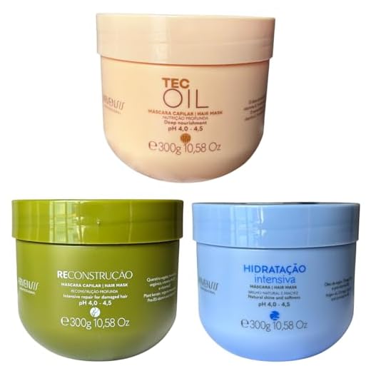 Kit Cronograma Capilar Arvensis Profissional 3 Máscaras de 300g – Hidratação, Nutrição e Reconstrução para Cabelos Danificados e Ressecados