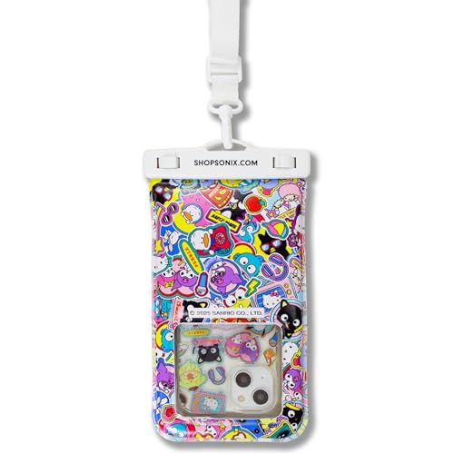 Sonix x サンリオ 防水携帯電話ポーチ - フローティング電話ケース ドライバッグ クロスボディストラップ付き - ビーチクルーズ旅行必需品 - すべてのデバイスに対応 タッチスクリーン対応 | ハローキティ ステッカーの商品画像（Amazon）