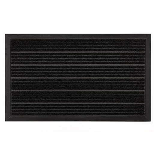 GRIP MASTER Durable Tough Natural Rubber Doormats, 29x17 Size, Waterproof Boots Scraper Mats, Commercial Heavy Duty Indoor Outdoor Door Mat for Winter Snow, Low-Profile Easy Clean, Black Lines