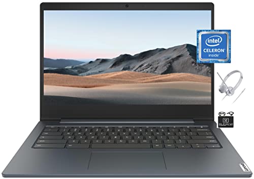 2022 Flagship Lenovo Chromebook 14' Thin Light Laptop Computer, Intel Celeron N4020 Processor, up to 2.80 GHz, 4GB RAM, 64GB eMMC,WiFi, Webcam, 10+ Hours Battery, Chrome OS +Headset +HubxcelAccesory