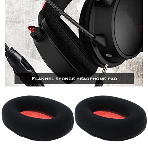 EMSea 1 Pair Ear Pads Replacement Compatible with Kingston HyperX Cloud II Gaming Headphones Ear Cushion Flannel Foam Earphones Accessories Black Red - Image 2