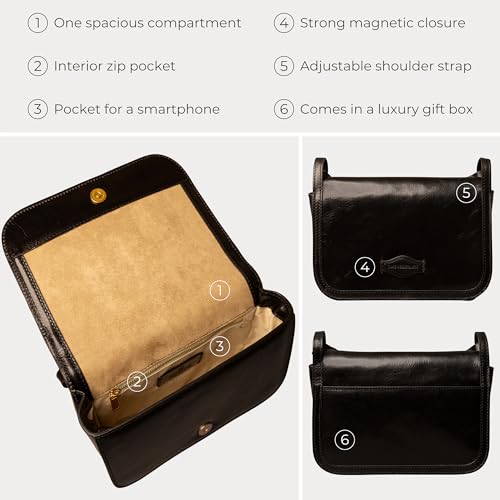 Image of Time Resistance Leather Crossbody Bag - Messenger Bag with Magnetic Closure - Leather Handbag Purse for Women