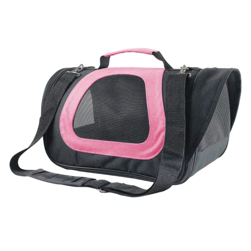 Nobleza -Trasportino per Cani e Gatti, Gabbietta Morbida per Animali Domestici,40 * 23 * 24 cm Borsa Ripiegabile Viaggio Sull' Aereo per Cani/Gatti/taglia media (Rosa)