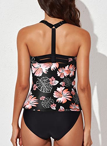 Aleumdr Womens Striped Tankini Top Bathing Suit Tops For Women Tummy Control Tank Tops Swimsuits Red A Large #TOP1