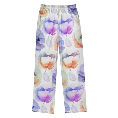 J JOYSAY Watercolor Anemone Blossom White Pajamas Pants Soft Long Pajama Bottoms Lounge Sleep Pants Size S-XL2
