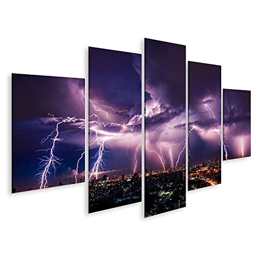 Tableau sur toile orage violet pour salon moderne et décoration de bureau