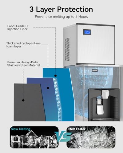 Image of EUHOMY Commercial Ice Maker Machine 500Lb /24H, Ice Ready in 10-15 min,SECOP Compressor, Industrial Ice Machine with 130Lbs Automatic Ice Bin Dispenser, Ice Maker Machine for Hotel /Restaurant /Business