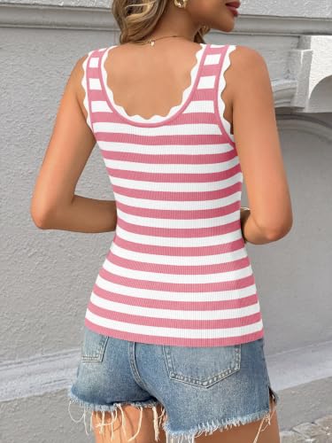 Image of Saodimallsu Womens Ribbed Knit Tank Top Summer Sleeveless Square Neck Casual Basic Slimming Sweater Vest Tops