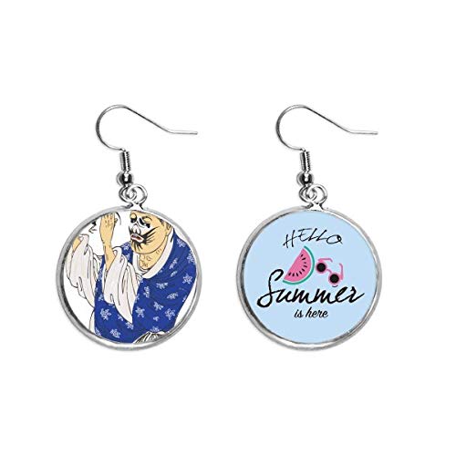 Pendientes de sandía con patrón fino de Ópera de Pekín en joyería tradicional