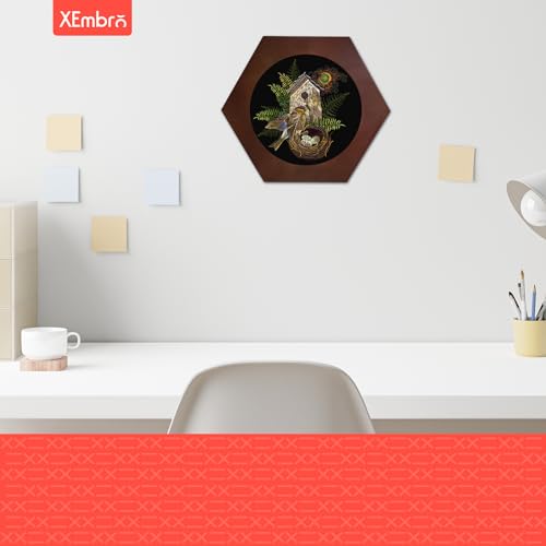 Image of XEmbro 8 Inch Wood Embroidery Hoop Frame, Hexagon Wood Embroidery Display Frame with 8 Inch Embroidery Hoop for Finished Cross Stitch Hoop Frame, DIY Craft Projects and Decoration Ornaments